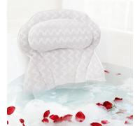 AUNEK Luxury Bath Pillow, Ergonomic 4D Air Mesh Headrest Cushion for Head with 6 Suction Cups, Neck, Shoulder and Back Support, Non-Slip Comfortable Bathtub Cushion for Spa, Jacuzzi Home Relaxation