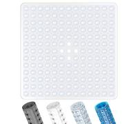 AUNEK Shower Mat Non Slip Square 53x53 cm, Anti Mould Bathroom Mat with Strong Suction Grips & Drain Holes, Non Slip Machine Washable Soft Rubber Bath Tub Shower Mats for Safety and Comfort (Clear)