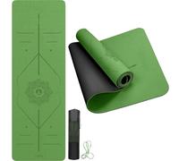 AUNEK Yoga Mat 6mm Thick, Non-Slip Lightweight Exercise Mat with Carry Strap and Bag, Supportive Pilates and Gym Mats for Home Use, Ideal for Yoga, Stretching, Meditation and Floor Workouts (Green)