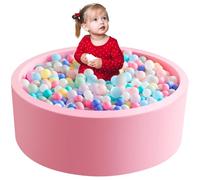 Aunekiv 90x30cm Baby Ball Pit, Round Soft Foam Ball Pit for Toddlers 1-3 Indoor, Small Kids Balls Pool for Children Boys Girls, Balls Not Included, Pink