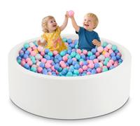 Aunekiv Baby Ball Pit, Round Soft Foam Ball Pit for Toddlers, Indoor Outdoor Large Kids Ball Pool, 120x40cm, Balls Not Included, White