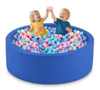 Aunekiv Baby Ball Pit, Round Soft Foam Ball Pit for Toddlers, Indoor Outdoor Large Kids Ball Pool, 120x40cm, Balls Not Included, Blue
