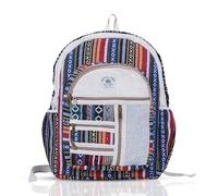 AUNERCART Small cotton stripe hemp backpack, Hemp backpack, traveling backpack, nepali backpack, himalayan backpack, small 13" bag, Multi, 13 x 11 x 5 Inches, Backpack