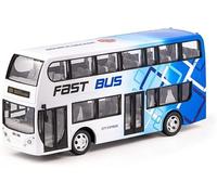 AUNEVN Large Bus Remote Control Car 2.4Ghz Rechargeable Sports Car All Terrain Electric Toy Blue 3 Battery Packs for Adults and Children