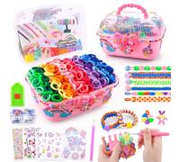Auney Loom Band Kits for Girls,1000+ Hair Ties Soft Cotton Bobbles Friendship Bracelet Making Kit,Arts and Crafts for Kids Christmas Birthday Gifts for 6 7 8 9 10 11 12 Years Old Girls