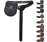AUNGCSHE Medieval Bag Embossed Medieval Belt and Medieval Belt Bag, Viking Belt for Matching Viking Pirate Wizard Knight Renaissance Costume, Black Wolf, One Size