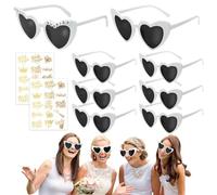 AUNGKWANG 8 Pairs of Sunglasses, Bride to Be Party Glasses, Heart Shape Sunglasses and 1 Set Wedding Tattoo Stickers for Wedding, Bachelorette Party, Bridesmaid Gift, Travel