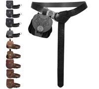 AUNGKWANG Medieval Clothing Men Women Medieval Belt Bag with Nordic Retro Drawstring Bag, Renaissance Faux Leather Belt and Belt Bag Set for Halloween, Carnival, LARP, Ren Faire, Black Bag + Belt
