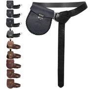 AUNGKWANG Medieval Clothing Men Women Medieval Belt Bag with Nordic Retro Drawstring Bag, Renaissance Faux Leather Belt and Belt Bag Set for Halloween, Carnival, LARP, Ren Faire, Black Dragon + Belt
