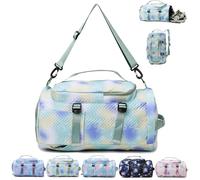AUNGKWANG Sports Bag Men Women 35L Large Sports Bags Yoga Bag Travel Bag Swimming Bag Waterproof Gym Bag Sports Backpack Training Bag with Shoe Compartment & Wet Compartment, Green, Sports bag