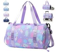 AUNGKWANG Unicorn Yoga Bag, Sports Bag, Girls' Unicorn Yoga Bag, Travel Bag, Swimming Bag, Waterproof Gym Bag, Sports Backpack, Training Bag with Shoe Compartment & Wet Compartment, purple, Sports bag