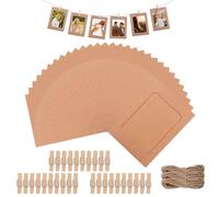AUNHOKE 30 Pcs Paper Photo Frames,6 Inch Cardboard Photo Frames,Hanging Paper Picture Frames,DIY Wall Picture Hanging Frame Album,with Wood Clips and Hemp Rope,for Photo Net Classroom