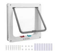 AUNHOKE X Large Cat Door,Cat Flap Door Safety Silent Pet Door with 4 Way Lock,Weatherproof & Easy Installation Cat Door for Cats & Doggie, Pet Flap for Interior Exterior Door,Window,Wall (White)