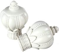 Auniwaig 2Pcs Curtain Rod Finial, 32mm Inner Diameter, Plastic Hollow Curtain Rod Pole Decorative End Cap, Pearl Head Ivory White, Fit for Outer Dia Rod