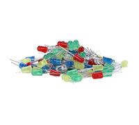 AUNMAS 100PCs LED Diiode Range NOT -TOXISCH Energy Saving CICT for Projects, Car Decoration, Red, Green, Yellow, Blue and White (5mm)