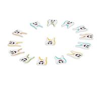 AUNMAS 100Pcs Wood Button, Composite Plywood Wood Teeth Shape Sewing Button Mixed Color Painting Cartoon Scrapbook Decor with 2 Hole Button for Children DIY