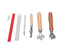 AUNMAS 11 Pack Cardboard Scoring Tool Kit, 3 Pcs 1/16 1/32 Tooth Scoring Wheels, Ruler, Pencil, Cutter, 5 Pcs Blades for Cardboard Box Resizing, Bookbinding, DIY Packaging