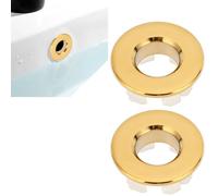 AUNMAS 2 Pcs Sink Overflow Ring, Copper Round Basin Vanity Trim Cover Hole Replacement for Home Bathroom Kitchen