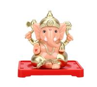 AUNMAS 2 Pcs SolarSwinging Ganesha Statues, 2 Inch Plastic Hindu Lord Ganesha Idols Home Office Hotels Cafe Window Desk Decor Car Dashboard Ornament (Skin Color)