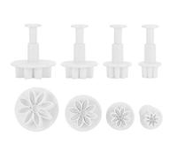 AUNMAS 4Pcs White Cookie Cutters, Plastic Cake Decoration Molds Fondant Cake Molds Set Daisy Flower Pattern Embossing Spring Printing Mold for Cake Sugarcraft Decorating
