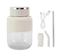 AUNMAS 800ml Portable Personal Blender Cup, ABS USB Rechargeable Electric Juicer Blender with Straws for Smoothies, Shakes, Food Prep, and Blending (White)