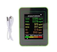 AUNMAS Air Quality Monitor Indoor, CO2 TVOC HCHO PM2.5 and PM10 Smart Air Quality Tester with LCD Digital Display Portable for Home Office Cars (White and Green)