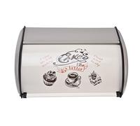 AUNMAS Bread Box, Large Capacity Stainless Steel Bread Box Bin for Kitchen Countertop, Cute Pattern Bread Holder Keeper Storage Container with Easy-Open Lid Roll Top Door for Household Bakery, White