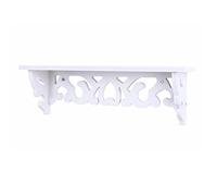 AUNMAS Floating Wall Shelf, carved filigree design, wood plastic composite material, self adhesive mounting, white display rack for bedroom bathroom living room