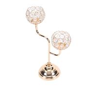 AUNMAS Gold Candelabra 2 Arm Crystal Tea Light Candle Holder for Wedding