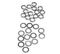 AUNMAS Guitar Nut Washer Kit Metal M9 Female Thread Potentiometer Nuts and Washers 14 Nuts 14 Washers 0.75mm Pitch for Electric Guitar Bass Jack Socket Repair (Silver)