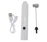 AUNMAS Handheld Milk Frother Wand, Stainless Steel Electric Milk Frother, Multifunctional Coffee Drink Foamer for Ice Cream, Activation for Fast Froth Production (White)