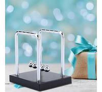 AUNMAS Newtons Cradle Balance Balls Toy, Steel Pendulum Desk Ornament with Solid Wood Base, Shows Momentum Energy Laws, Relieves Stress, 9 X 8 X 9 Cm for Home Office Kids
