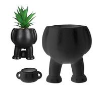 AUNMAS Peeing Plant Pot, Simulation Innovative Design, Little Man Decoration, Home Office Use, Ceramic Succulent Planter, Funny Novelty, Indoor Gardening, Outdoor Vase, Black