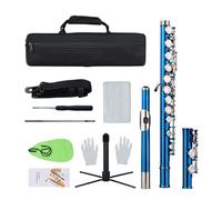 AUNMAS Plated C Flute with Leather Pad, 16 Closed Holes Professional Wind Instrument, Ideal for Performance and Daily Practice (Blue Green)
