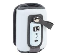 AUNMAS Portable Bottle Warmer, 5 Adjustable Temperature Settings LCD Dislay Auto Power On Off Fast Heating Baby Milk Warmer with USB Cable for Car Outdoor Travel (Blue)