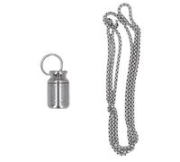 AUNMAS Secure Mount Stainless Steel Keychain Medication Box, Lightweight Vitamin Holder for Outdoor Sports, Necklace for Camping, Fishing (Large)