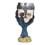 AUNMAS Skull Head with Claw Golbet, Drinking Cup Stainless Steel Medieval Skeleton Chalice for Bar Home Party, White Skull Wine Whiskey Cup Dragon Claw Double Wall Drinking Goblet, Blue, 200ml