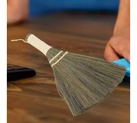 AUNMAS Straw Braided Small Broom, Household Manual Handmade Dust Floor Sweeping Broom Soft Hos with Solid Wood Handle Retro Nature Sweeping Sofa, Car, Corner
