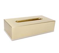 AUNMAS Tissue Container, 10.2x5.1x2.8in Golden Toilet Paper Organizer Modern Rectangular Metal Facial Tissue Box, Stainless Steel Napkin Paper Holder for Vanity Countertops Bedroom Dressers