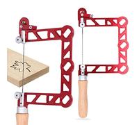 AUNMAS U Shape Mini Hand Saw, Wooden Handle Aluminum Alloy Woodworking Coping Saw with Sawblade and Hex Wrench for Jewelry Wood Processing (4 Inch)