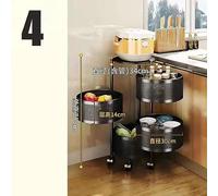 AUNMAS Vaices Made of Vegetables with Stable Metal Shelf Rotation with High Loading Wheels with Removable Memory for the Living Room in the Bedroom (Round black four layers)