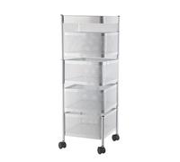 AUNMAS Vaices Made of Vegetables with Stable Metal Shelf Rotation with High Loading Wheels with Removable Memory for the Living Room in the Bedroom (Square white four layers)