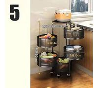 AUNMAS Vaices Made of Vegetables with Stable Metal Shelf Rotation with High Loading Wheels with Removable Memory for the Living Room in the Bedroom (Round black five layers)