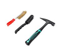 AUNMAS Welding Hammer and Brushes Set, Heavy Duty Steel Head | High Carbon Steel and Rubber, Slag Removal, Chipping, Metal Cleaning, Auto Repair Compatibility, Shipbuilding