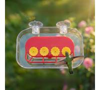 AUNMAS Window Bird Feeder for Outdoors, Hummingbird Feeder with Strong Suction Cup Water Drinker Refillable for Viewing Wild Birds Garden, Yard