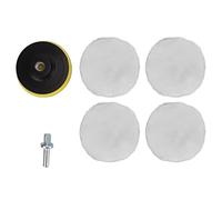 AUNMAS Wool Polishing Pad Kit 4pcs 3in Imitation Wool Buffing Pads with 5 8in 11 Thread Adapter Hook and Loop for Car Polisher Machine Car Detailing and Paint Polishing