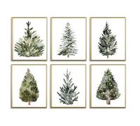 AUNMER Christmas Tree Posters Wall Art - 8x10 Merry Christmas Wall Decor,Aesthetic Botanical Pictures Winter Art, Pine Trees Gallery Wall Prints for Holiday Bedroom Bathroom Living Room (UNFRAMED)