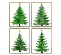 AUNMER Christmas Tree Posters Wall Art - Merry Christmas Wall Decor,Aesthetic Botanical Pictures Winter Art, Pine Trees Gallery Wall Prints for Holiday Bedroom Bathroom Living Room