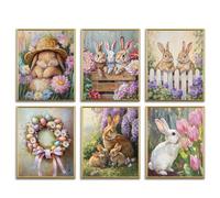 AUNMER Easter Wall Art Prints-Bunny Egg Spring Flowers Art Postes Prints-Colorful Aesthetics Farmhouse Wall Art Decor for Office Home Gallery Living Room Bedroom Kids Girls Room Dorm (Bunny)