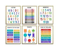 AUNMER Educational Preschool Posters,Number Alphabet Timetable Posters Toddler Kids Classroom Learning Decorations Nursery Homeschool Kindergarten Playroom Teaching Poster 11X14 inch